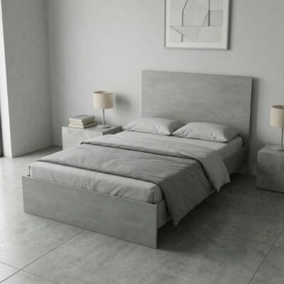 Κρεβάτι Troy Megapap χρώμα γκρι σκυροδέματος 120x200εκ.