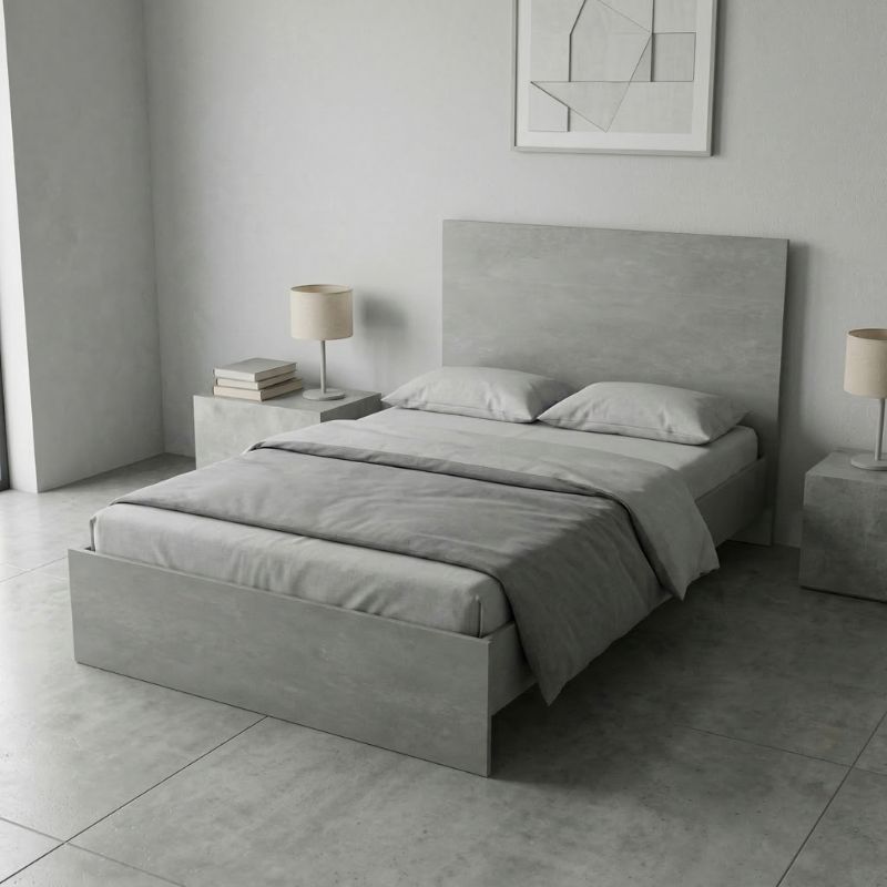 Κρεβάτι Troy Megapap χρώμα γκρι σκυροδέματος 120x200εκ.