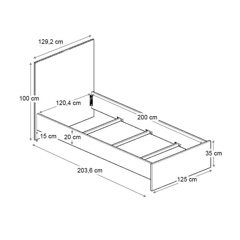Κρεβάτι Troy Megapap χρώμα γκρι σκυροδέματος 120x200εκ. - Image 6