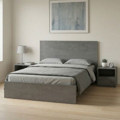 Κρεβάτι Troy Megapap χρώμα γκρι σκυροδέματος 140x190εκ.