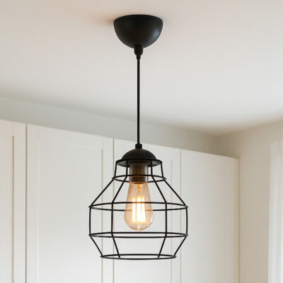 Φωτιστικό οροφής Rilo Megapap E27 μεταλλικό μονόφωτο χρώμα μαύρο Ø16x100εκ.