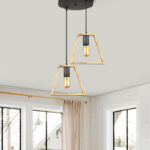 Φωτιστικό οροφής Tekli Megapap E27 ξύλινο δίφωτο χρώμα φυσικό 30x25x80εκ.