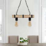 Φωτιστικό οροφής Vero Megapap E27 ξύλινο δίφωτο χρώμα φυσικό - μαύρο 40x8x65εκ.