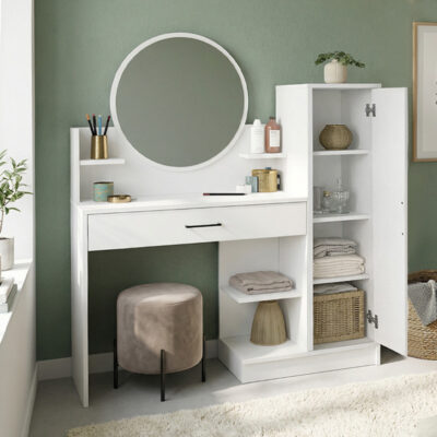 Τουαλέτα με καθρέπτη Andera Megapap χρώμα λευκό 123,9x35x144,4εκ.