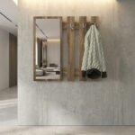 Κρεμάστρα τοίχου με καθρέπτη Folin Megapap χρώμα καρυδί 90x4x90εκ.