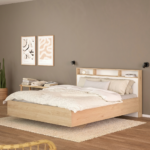 Ikast κρεβάτι διπλό 169,8x216x97εκ. ( για στρώμα 160x200εκ. ) Jackson Hickory / Λευκό