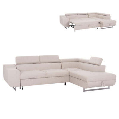 ΓΩΝΙΑΚΟΣ ΚΑΝΑΠΕΣ-ΚΡΕΒΑΤΙ ΜΕ ΑΠΟΘ.ΧΩΡΟ ENCORE HM3301.03R ΜΠΕΖ ΥΦΑΣΜΑ 285x205x90Υεκ.