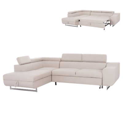 ΓΩΝΙΑΚΟΣ ΚΑΝΑΠΕΣ-ΚΡΕΒΑΤΙ ΜΕ ΑΠΟΘ.ΧΩΡΟ ENCORE HM3301.03L ΜΠΕΖ ΥΦΑΣΜΑ 285x205x90Υεκ.