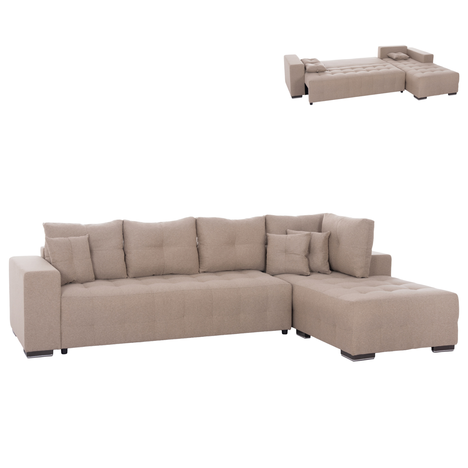 ΓΩΝΙΑΚΟΣ ΚΑΝΑΠΕΣ-ΚΡΕΒΑΤΙ ΜΕ ΑΠΟΘ.ΧΩΡΟ TRENDSTON HM3302.03R ΜΠΕΖ ΥΦΑΣΜΑ 298x177x95Υεκ