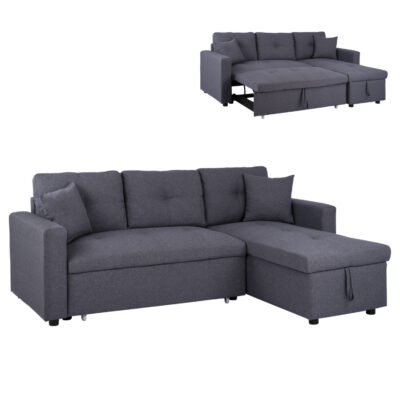 ΚΑΝΑΠΕΣ ΓΩΝΙΑ ΚΡΕΒΑΤΙ WAYNE 224x147x85Υεκ. HM3028.11 ΓΚΡΙ ΥΦΑΣΜΑ