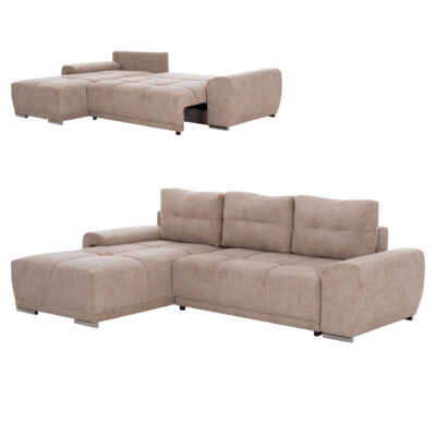 ΚΑΝΑΠΕΣ ΚΡΕΒΑΤΙ ΑΡΙΣΤΕΡΗ ΓΩΝΙΑ COMFYRA HM3336.03L ΜΠΕΖ ΥΦΑΣΜΑ 268x180x83Υεκ