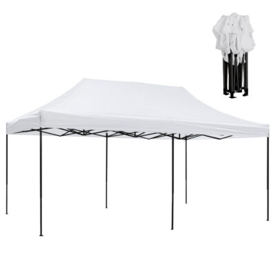 ΚΙΟΣΚΙ/GAZEBO MATTHEW HM6312 ΠΤΥΣΣΟΜΕΝΟ-ΣΚΕΛΕΤΟΣ ΜΕΤΑΛ.ΜΑΥΡΟΣ-ΛΕΥΚΟ ΥΦΑΣΜΑ 3x6x3,10Yμ