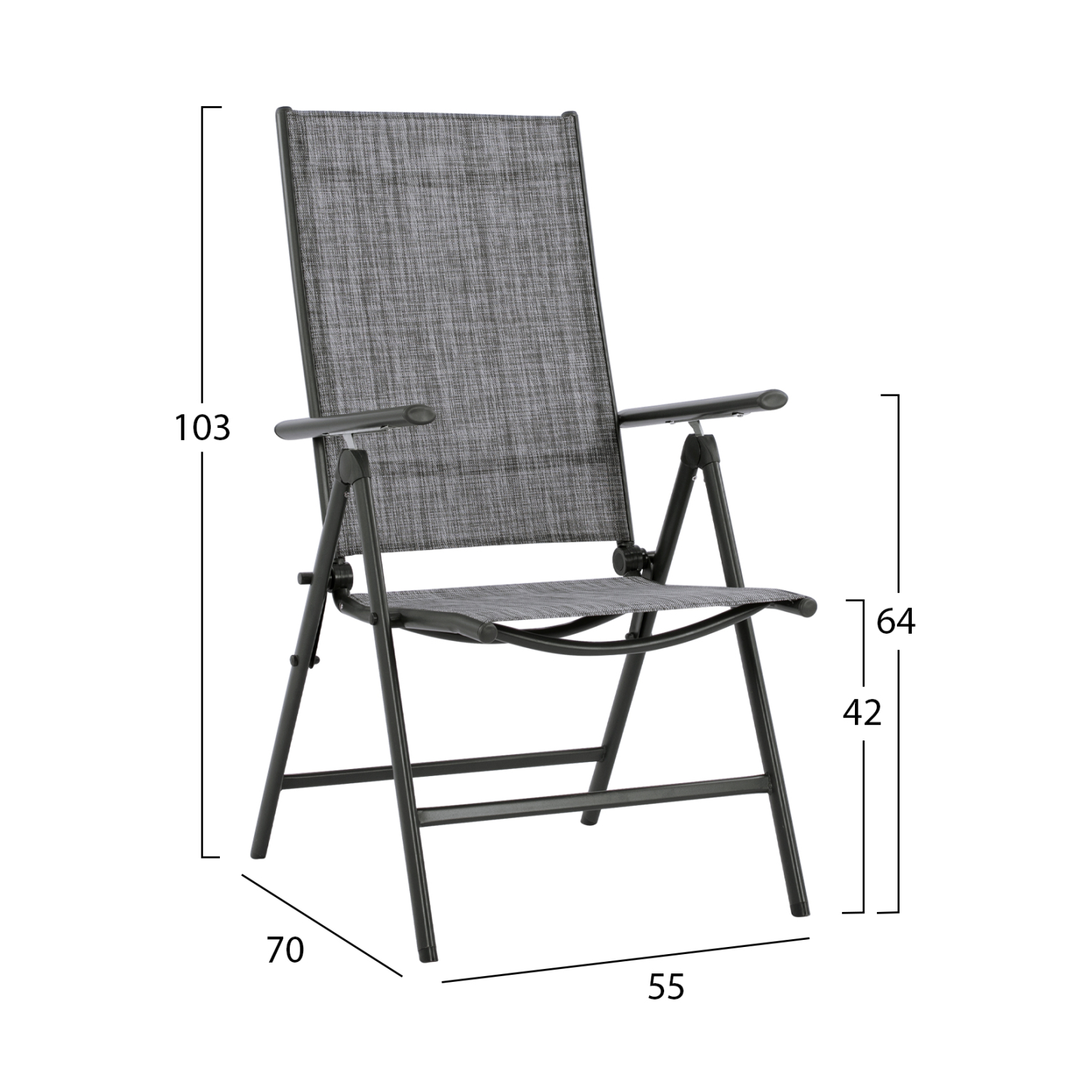 ΠΟΛΥΘΡΟΝΑ ZURI 7ΘΕΣΕΩΝ ΠΤΥΣ/ΝΗ ΜΕΤΑΛΛΙΚΗ ΓΚΡΙ ME ΓΚΡΙ TEXTILENE HM5700.01 55x70x103Y εκ. - Image 2