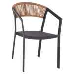 ΠΟΛΥΘΡΟΝΑ ΑΛΟΥΜΙΝΙΟΥ HM5891.01 ΑΝΘΡΑΚΙ ΣΚΕΛΕΤΟΣ&TEXTLINE-ΜΠΕΖ RATTAN 57x53x80Υ εκ.