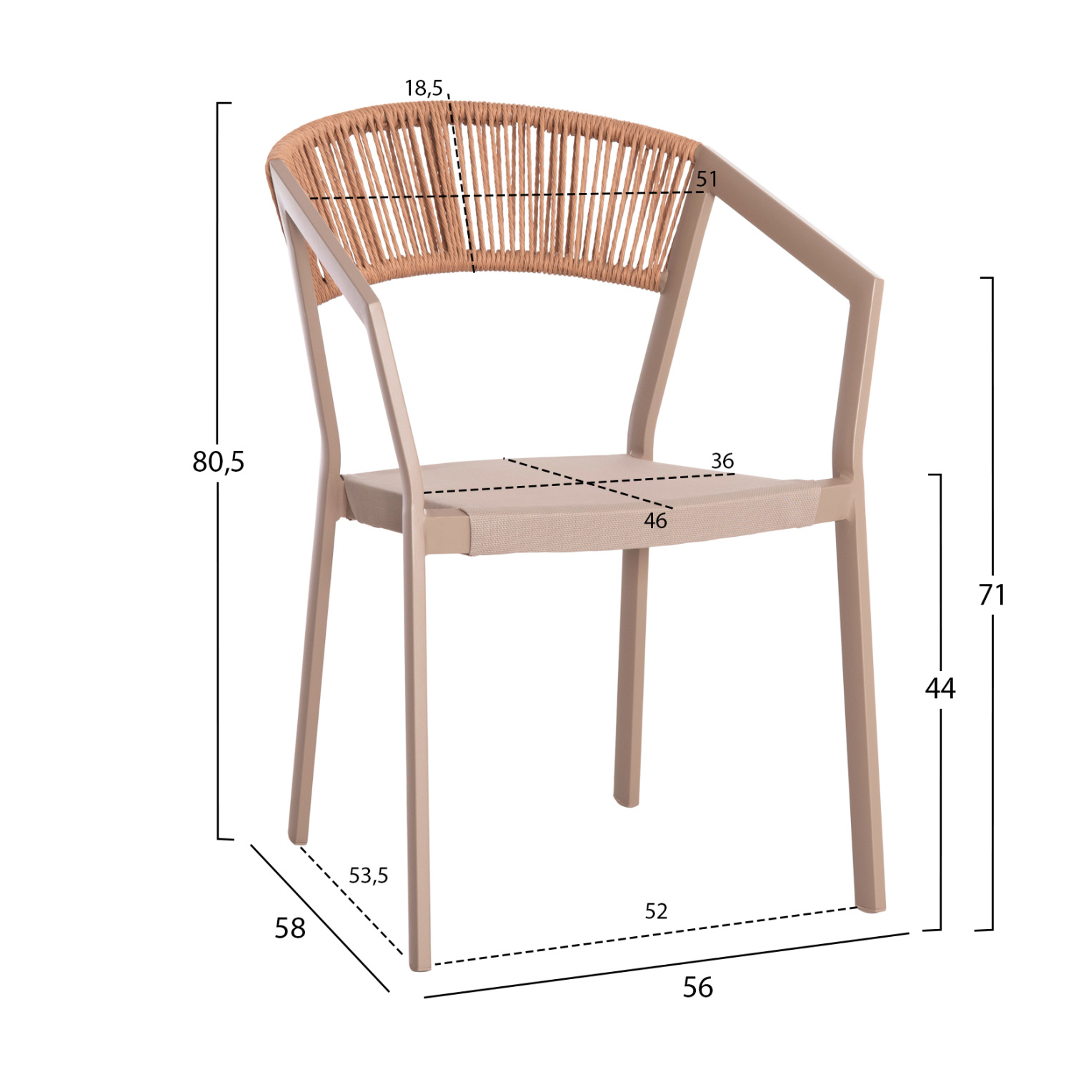 ΠΟΛΥΘΡΟΝΑ ΑΛΟΥΜΙΝΙΟΥ MIRI HM5891.03 ΣΑΜΠΑΝΙΖΕ ΣΚΕΛΕΤΟΣ&TEXTLINE- RATTAN 56x58x80.5Υ εκ. - Image 2