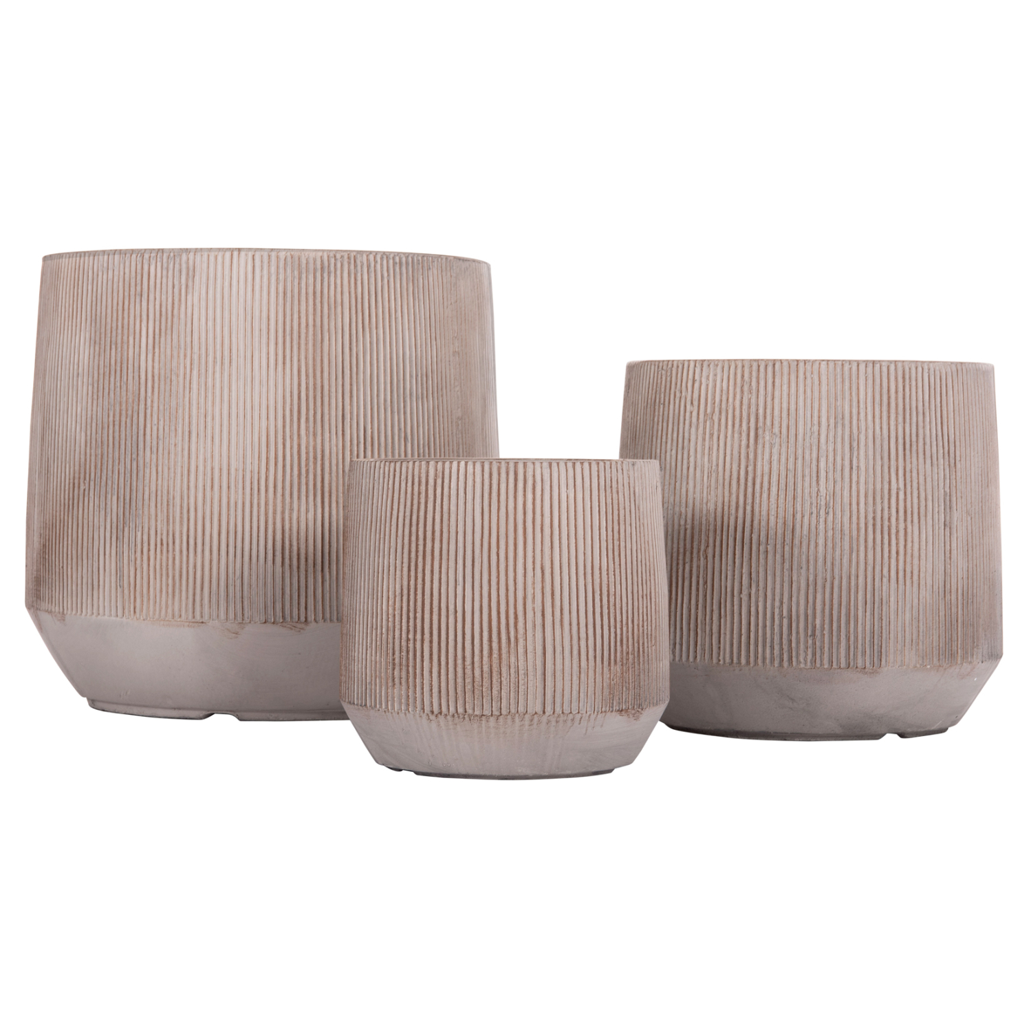 ΣΕΤ 3ΤΜΧ ΓΛΑΣΤΡΕΣ ΣΤΡΟΓΓΥΛΕΣ ΣΕΙΡΑ GARDENER HM4724 FIBERCLAY-ΧΡΩΜΑ CEMENT Φ55x55Υεκ - Image 2