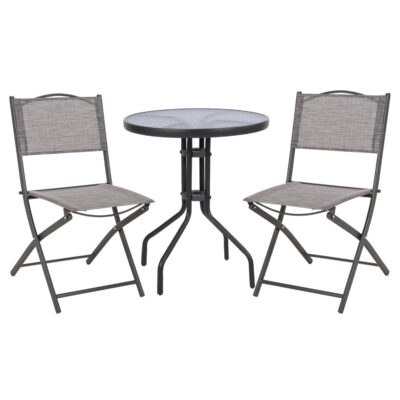 ΣΕΤ ΕΞ.ΧΩΡΟΥ 3ΤΜΧ LIMA HM21038.01 ΤΡΑΠΕΖΙ LIMA & 2 ΠΤΥΣΣΟΜΕΝΕΣ ΚΑΡΕΚΛΕΣ ΓΚΡΙ