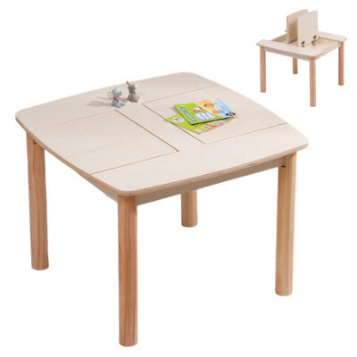 ΤΡΑΠΕΖΑΚΙ ΠΑΙΔΙΚΟ ΜΕ ΑΠΟΘ.ΧΩΡΟΥΣ RICKI HM18339.01 MDF & ΣΥΜΗΔΑ ΣΕ ΦΥΣΙΚΟ 65x65x47Υεκ