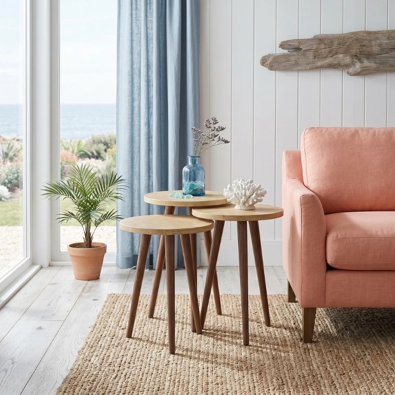 Τραπεζάκι βοηθητικό σετ 3 τμχ Cruz Megapap χρώμα sapphire oak Ø33x46εκ. - Image 2