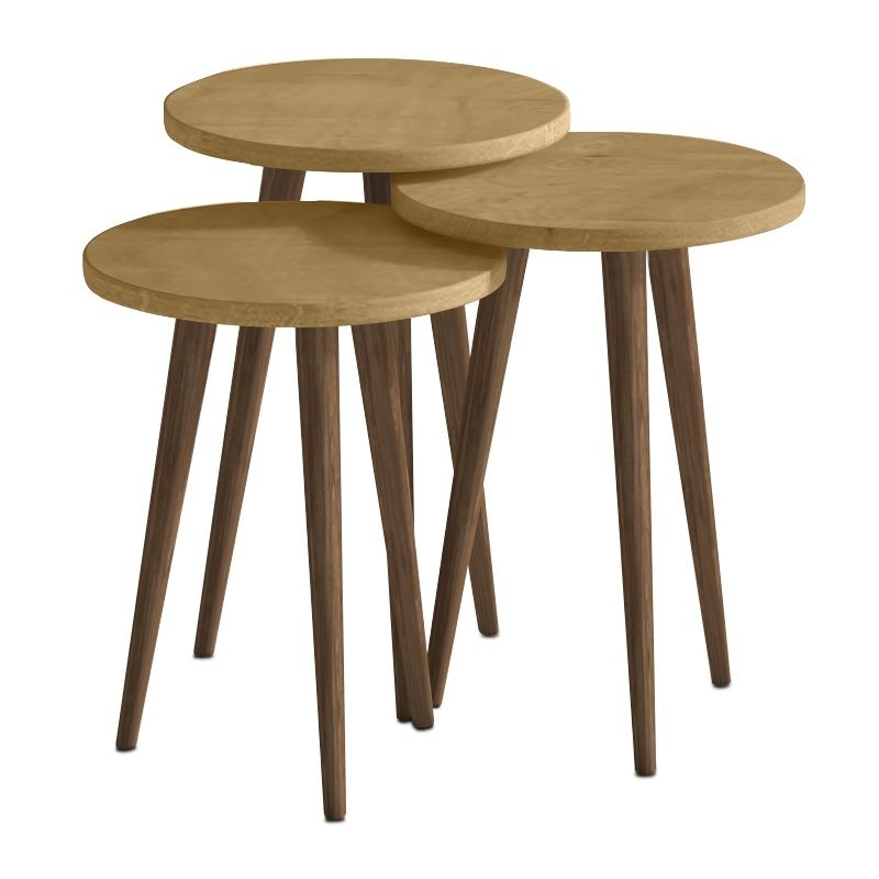 Τραπεζάκι βοηθητικό σετ 3 τμχ Cruz Megapap χρώμα sapphire oak Ø33x46εκ. - Image 3