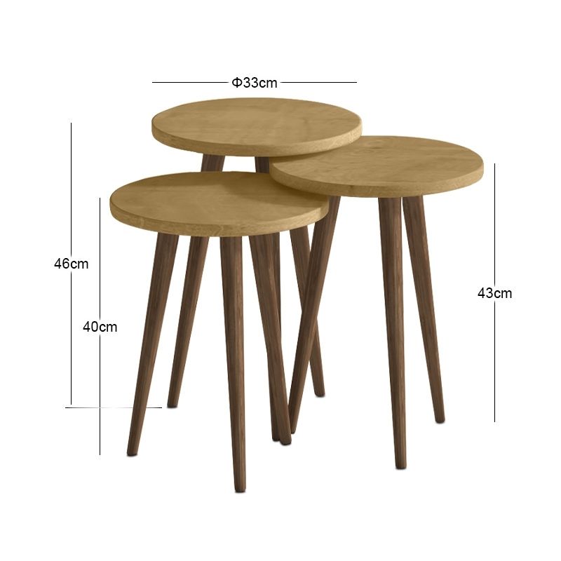 Τραπεζάκι βοηθητικό σετ 3 τμχ Cruz Megapap χρώμα sapphire oak Ø33x46εκ. - Image 4