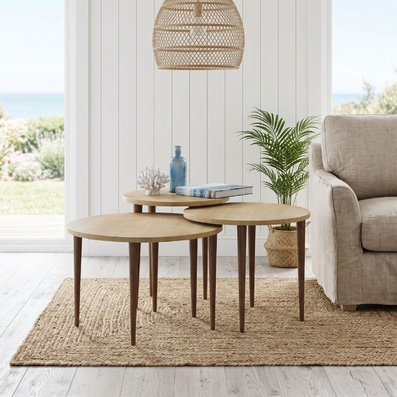 Τραπεζάκι σαλονιού σετ 3 τμχ Nola Megapap χρώμα sapphire oak Ø60x46εκ. - Image 2