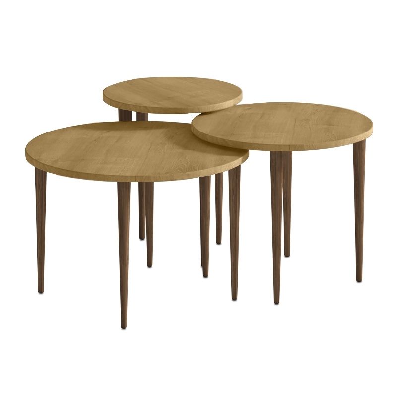 Τραπεζάκι σαλονιού σετ 3 τμχ Nola Megapap χρώμα sapphire oak Ø60x46εκ. - Image 3