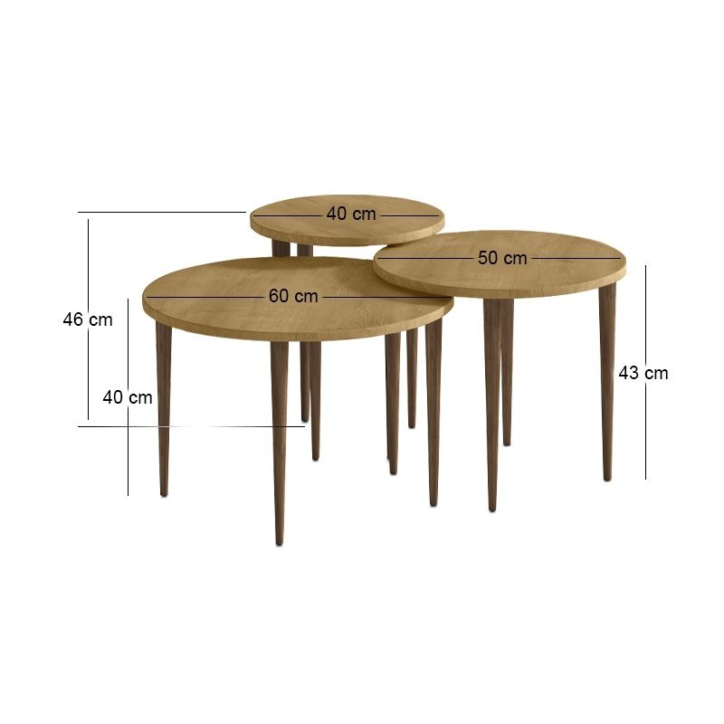 Τραπεζάκι σαλονιού σετ 3 τμχ Nola Megapap χρώμα sapphire oak Ø60x46εκ. - Image 4