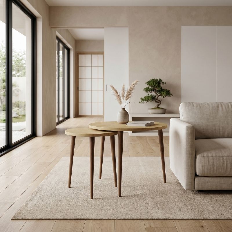 Τραπεζάκι σαλονιού σετ 2 τμχ Nola Megapap χρώμα sapphire oak Ø60x46εκ. - Image 2