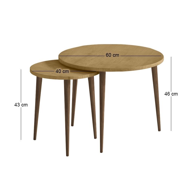 Τραπεζάκι σαλονιού σετ 2 τμχ Nola Megapap χρώμα sapphire oak Ø60x46εκ. - Image 4