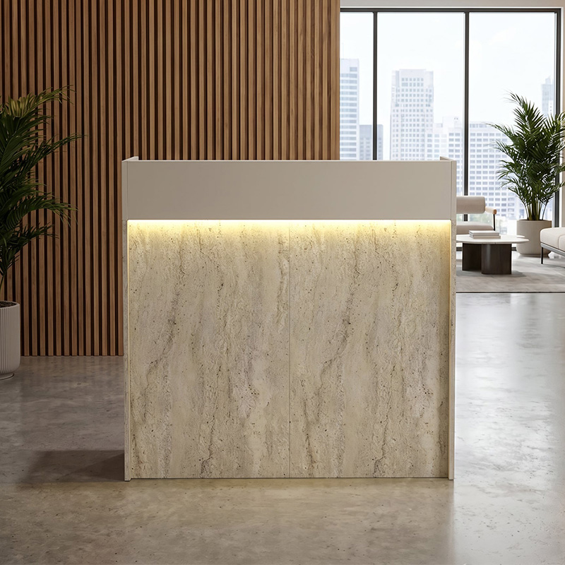 Γραφείο υποδοχής - reception Wilko Megapap με LED χρώμα travertine - sandstone 113,6x42x110εκ. - Image 2