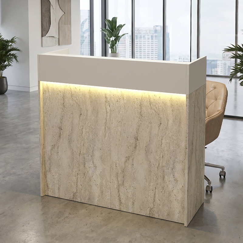 Γραφείο υποδοχής - reception Wilko Megapap με LED χρώμα travertine - sandstone 113,6x42x110εκ. - Image 3