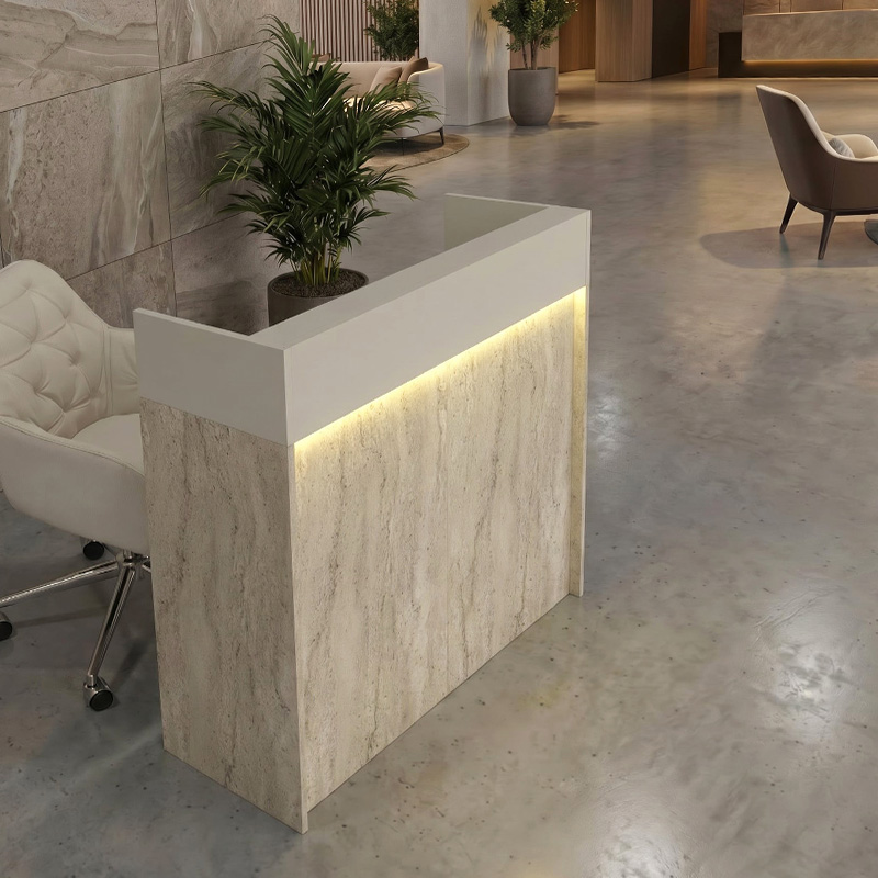 Γραφείο υποδοχής - reception Wilko Megapap με LED χρώμα travertine - sandstone 113,6x42x110εκ. - Image 4