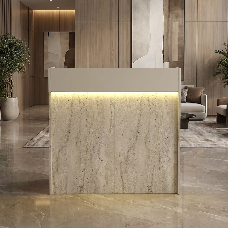 Γραφείο υποδοχής - reception Wilko Megapap με LED χρώμα travertine - sandstone 113,6x42x110εκ. - Image 5