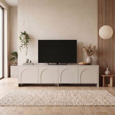 Έπιπλο τηλεόρασης Aurelia Megapap χρώμα κρεμ 180x32x45εκ.