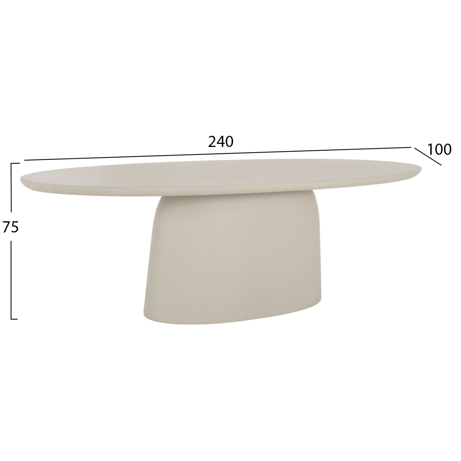ΤΡΑΠΕΖΙ ΤΡΑΠΕΖΑΡΙΑΣ ΟΒΑΛ BRECCAN HM6577.02 ΜΠΕΖ FIBER CEMENT 240x100x75Υεκ. - Image 2