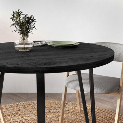 Τραπέζι Xana Megapap χρώμα black wood Ø90x77,5εκ.