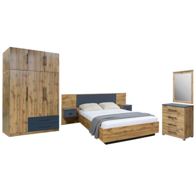 ΣΕΤ ΚΡΕΒΑΤΟΚΑΜΑΡΑΣ 5ΤΜΧ CARYS HM10888.12 ΜΕΛΑΜΙΝΗ ΣΕ ΦΥΣΙΚΟ ΞΥΛΟΥ/ΓΚΡΙ
